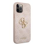 Guess PU 4G Kovový zadný kryt s logom pre iPhone 12 Pro Max Pink