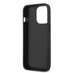 Guess PU 4G Kovový zadný kryt s logom pre iPhone 13 Pro Max Grey