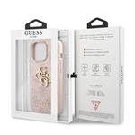 Guess PU 4G Kovový zadný kryt s logom pre iPhone 13 Pro Max Pink