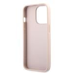 Guess PU 4G Kovový zadný kryt s logom pre iPhone 13 Pro Pink