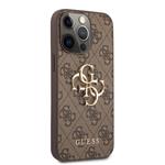 Guess PU 4G Metal Logo Zadní Kryt pro iPhone 13 Pro Max Brown