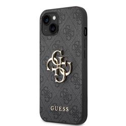 Guess PU 4G Metal Logo Zadní Kryt pro iPhone 14 Grey