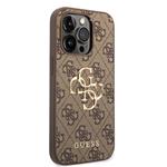 Guess PU 4G Metal Logo Zadní Kryt pro iPhone 15 Pro Brown