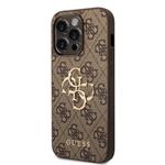 Guess PU 4G Metal Logo Zadní Kryt pro iPhone 15 Pro Max Brown