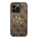Guess PU 4G Metal Logo Zadní Kryt pro iPhone 15 Pro Max Brown