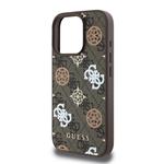 Guess PU 4G Peony MagSafe zadný kryt pre iPhone 16 Pro Brown