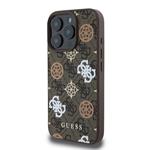Guess PU 4G Peony MagSafe zadný kryt pre iPhone 16 Pro Brown