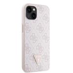 Guess PU 4G Strass Triangle Metal Logo Zadní Kryt pro iPhone 15 Pink