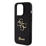 Guess PU Fixed Glitter 4G Metal Logo Zadní Kryt pro iPhone 15 Pro Black