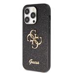Guess PU Fixed Glitter 4G Metal Logo Zadní Kryt pro iPhone 15 Pro Max Black