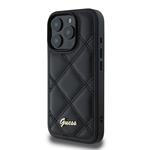 Guess PU kožený prešívaný zadný kryt pre iPhone 16 Pro Black