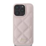 Guess PU kožený prešívaný zadný kryt pre iPhone 16 Pro Max Pink