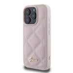 Guess PU kožený prešívaný zadný kryt pre iPhone 16 Pro Max Pink
