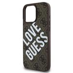 Guess PU kožený zadný kryt 4G Big Love Logo MagSafe pre iPhone 16 Pro Brown