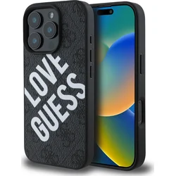 Guess PU kožený zadný kryt 4G Big Love Logo MagSafe pre iPhone 16 Pro Max Black
