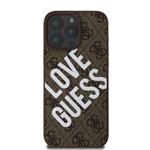 Guess PU kožený zadný kryt 4G Big Love Logo MagSafe pre iPhone 16 Pro Max Brown