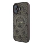 Guess PU kožený zadný kryt 4G Colored Ring MagSafe pre iPhone 16 Plus Brown