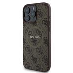 Guess PU kožený zadný kryt 4G Colored Ring MagSafe pre iPhone 16 Pro Brown