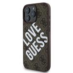 Guess PU Leather 4G Big Love Logo MagSafe Zadní Kryt pro iPhone 16 Pro Brown