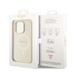 Guess PU Saffiano MagSafe Zadní Kryt pro iPhone 15 Pro Beige