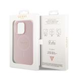 Guess PU Saffiano MagSafe zadný kryt pre iPhone 15 Pro Pink