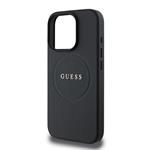 Guess PU zrnitý klasický zadný kryt MagSafe s logom pre iPhone 16 Pro Max Black
