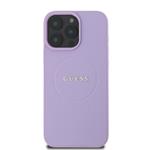Guess PU zrnitý klasický zadný kryt MagSafe s logom pre iPhone 16 Pro Max Purple