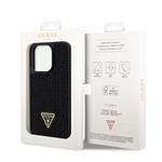 Guess Rhinestones Triangle Metal Logo Cover pre iPhone 14 Pro Black