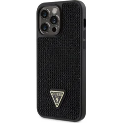 Guess Rhinestones Triangle Metal Logo Cover pre iPhone 14 Pro Max Black