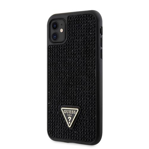 Guess Rhinestones Triangle Metal Logo Kryt pro iPhone 11 Black