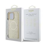 Guess Saffiano Peony Stamp MagSafe Zadní Kryt pro iPhone 16 Pro Max Gold