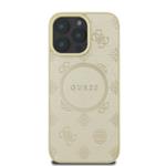 Guess Saffiano Peony Stamp MagSafe zadný kryt pre iPhone 16 Pro Gold