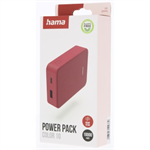Hama Colour 10, powerbank 10000 mAh, 3 A, výstup: USB-C, USB-A, červená