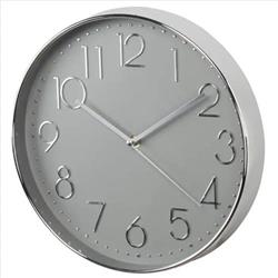 Hama Elegance nástěnné hodiny, průměr 30 cm, tichý chod, stříbrné/šedé
