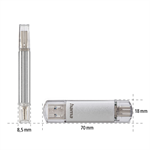 Hama Flash Pen Laeta, USB-C/USB-A 3.1, 256 GB, 40 MB/s, strieborná