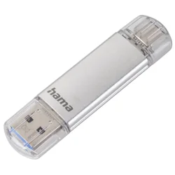Hama Flash Pen Laeta, USB-C/USB-A 3.1, 256 GB, 40 MB/s, strieborná