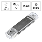 Hama flashPen "Laeta Twin" 16 GB 10 MB/s, sivá
