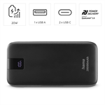 Hama PD 20 powerbank, 20000 mAh, 3 výstupy: 2x USB-C, 1x USB-A, LED displej, PD, Qualcomm