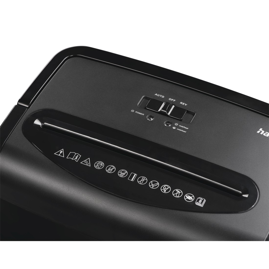 Hama Premium M8+, skartovač, mikrorez, 8 listov, klasifikácia P5, 20 l