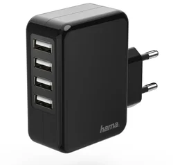 HAMA síťová USB 4zásuvková nabíječka 4,8A/5V (24 W)