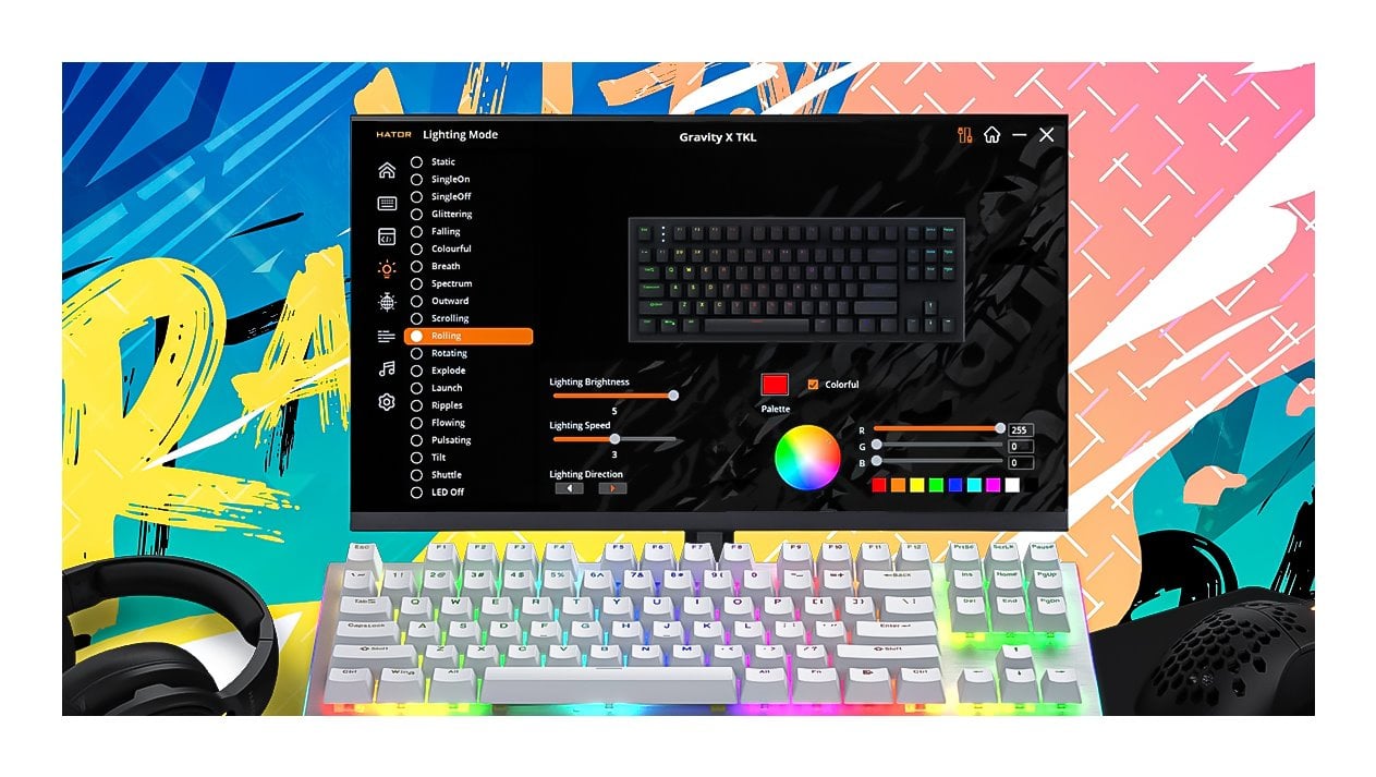 Hator Gravity X TKL drôtová klávesnica biela