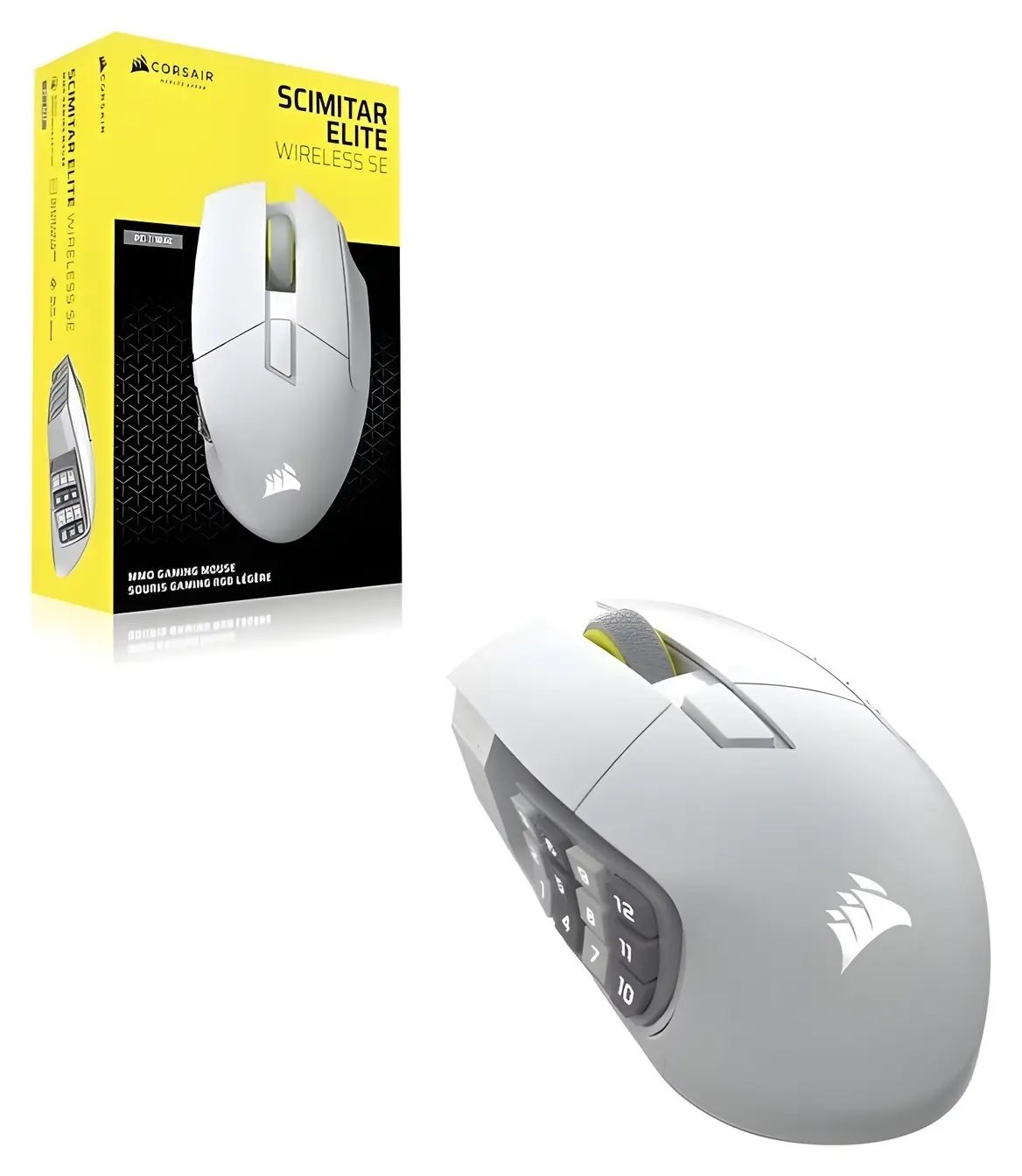 Herná myš Corsair Scimitar Elite Wireless SE, biela