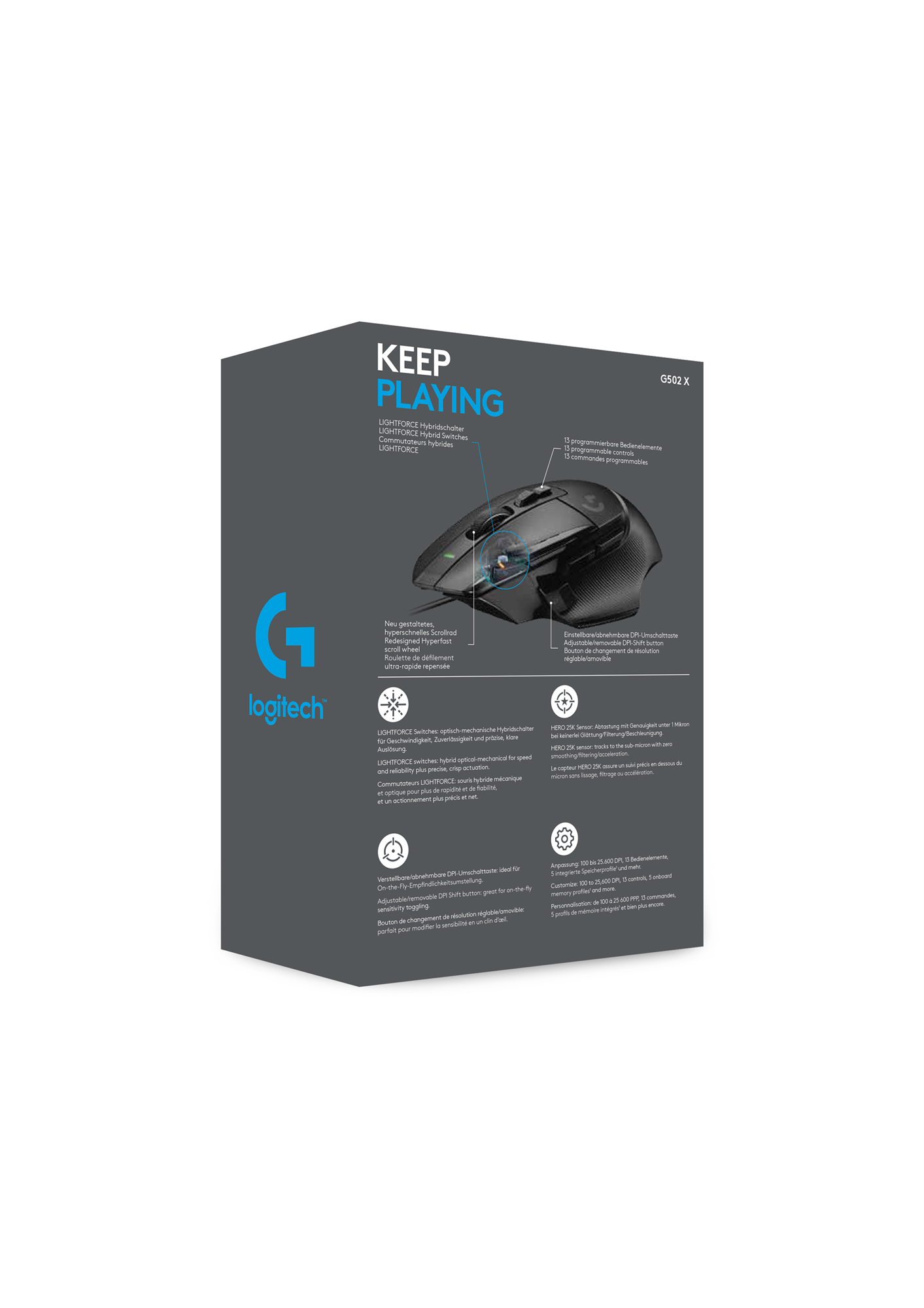 Herná myš Logitech G502 X, čierna