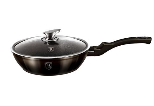 Hlboká panvica BerlingerHaus Shiny Black Collection s pokrievkou, 24 cm
