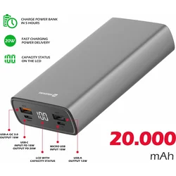 Hliníková powerbanka SWISSTEN 20000mAh