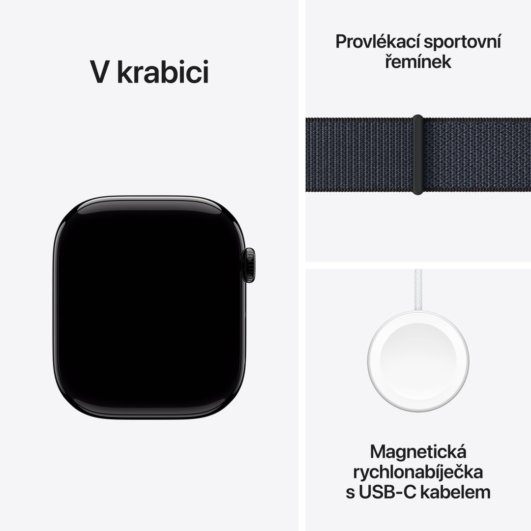 Hliníkové puzdro Apple Watch Series 10 GPS 46 mm Jet Black s atramentovou športovou slučkou (MWWR3QC/A)