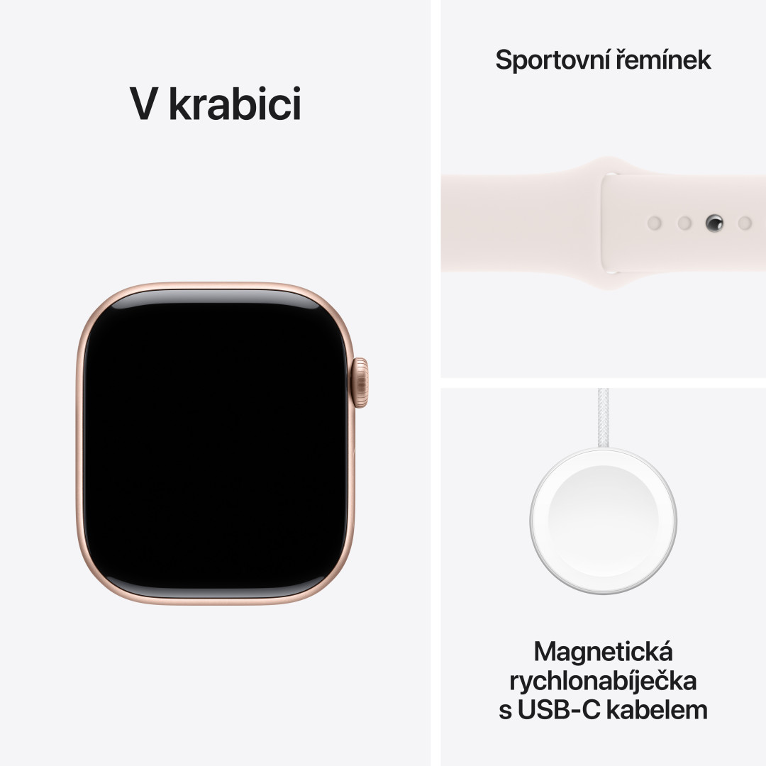 Hliníkové puzdro Apple Watch Series 10 GPS + Cellular 42 mm v ružovo-zlatej farbe so športovým remienkom Light Blush - S/M (MWX93QC/A)