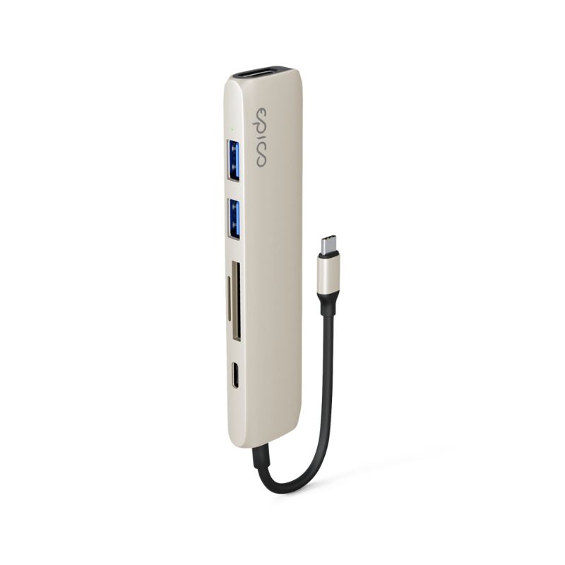 Hliníkový rozbočovač Epico 6v1 | 100W USB-C PD | hviezdne biely