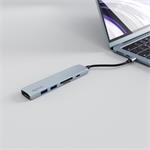 Hliníkový rozbočovač Epico 6v1 | 100W USB-C PD | modrá