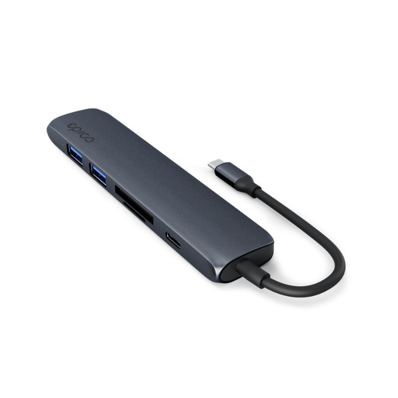Hliníkový rozbočovač Epico 6v1 | 100W USB-C PD | tmavý atrament |